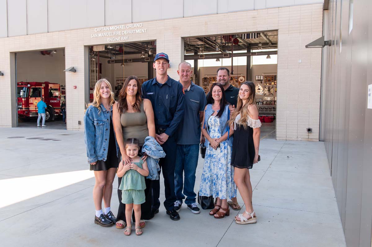 Cadet posing with his family
