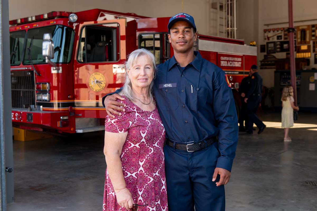 Cadet posing with his family