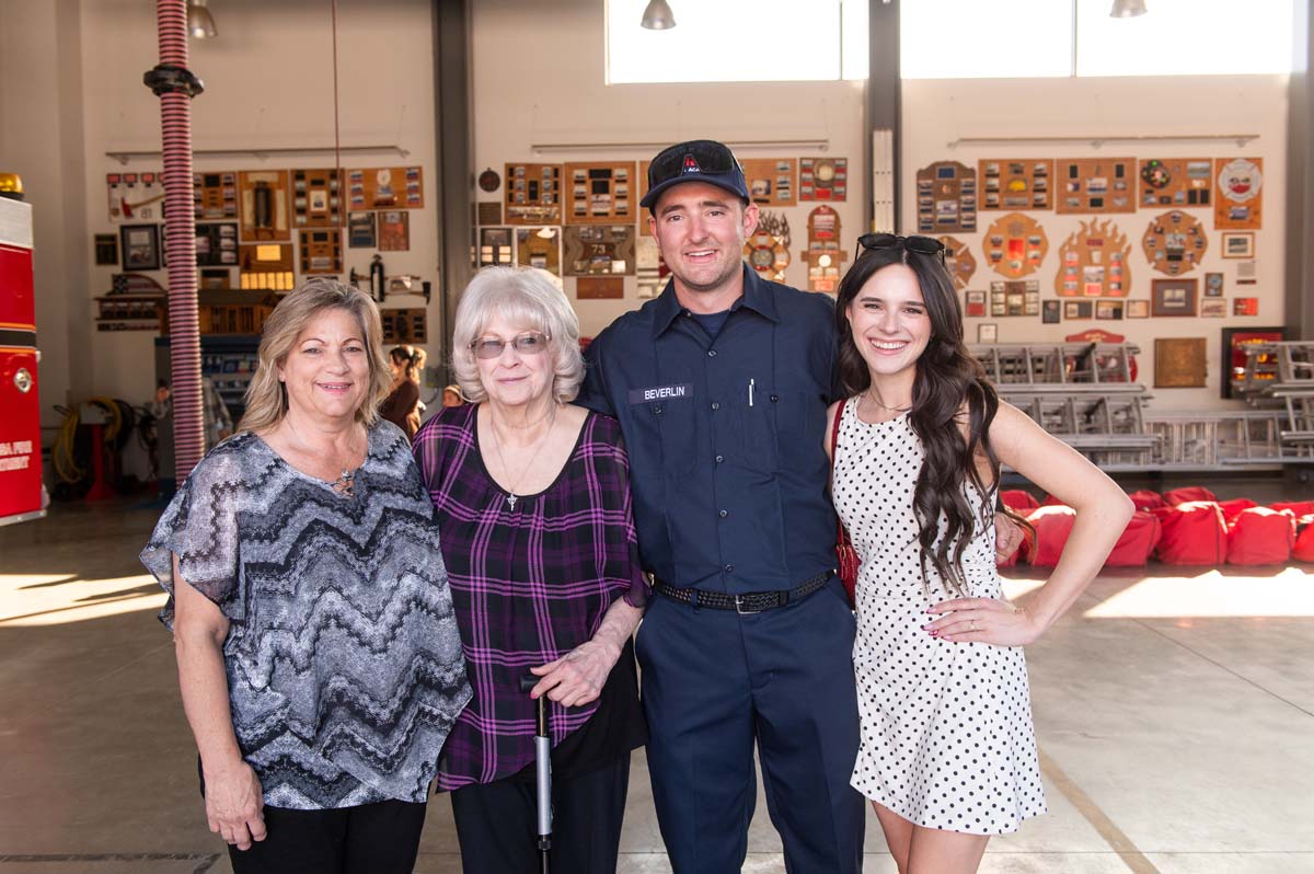 Cadet posing with his family