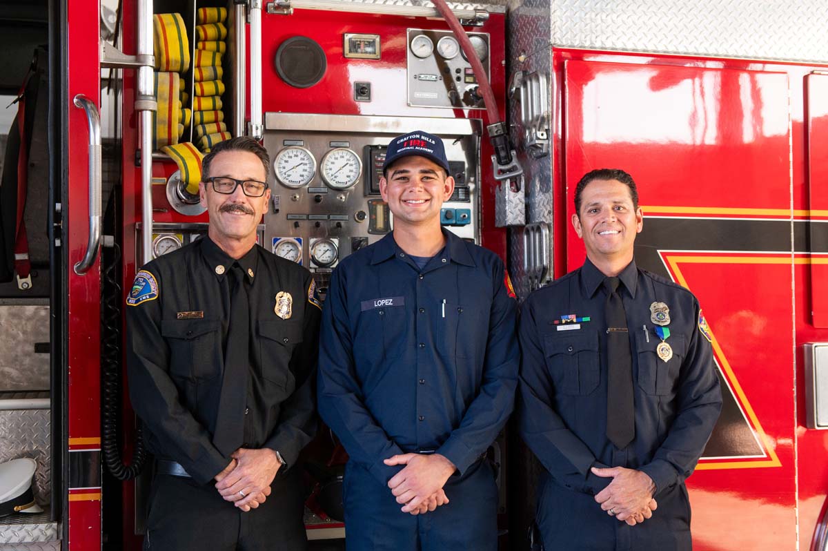 Cadet posing with his family