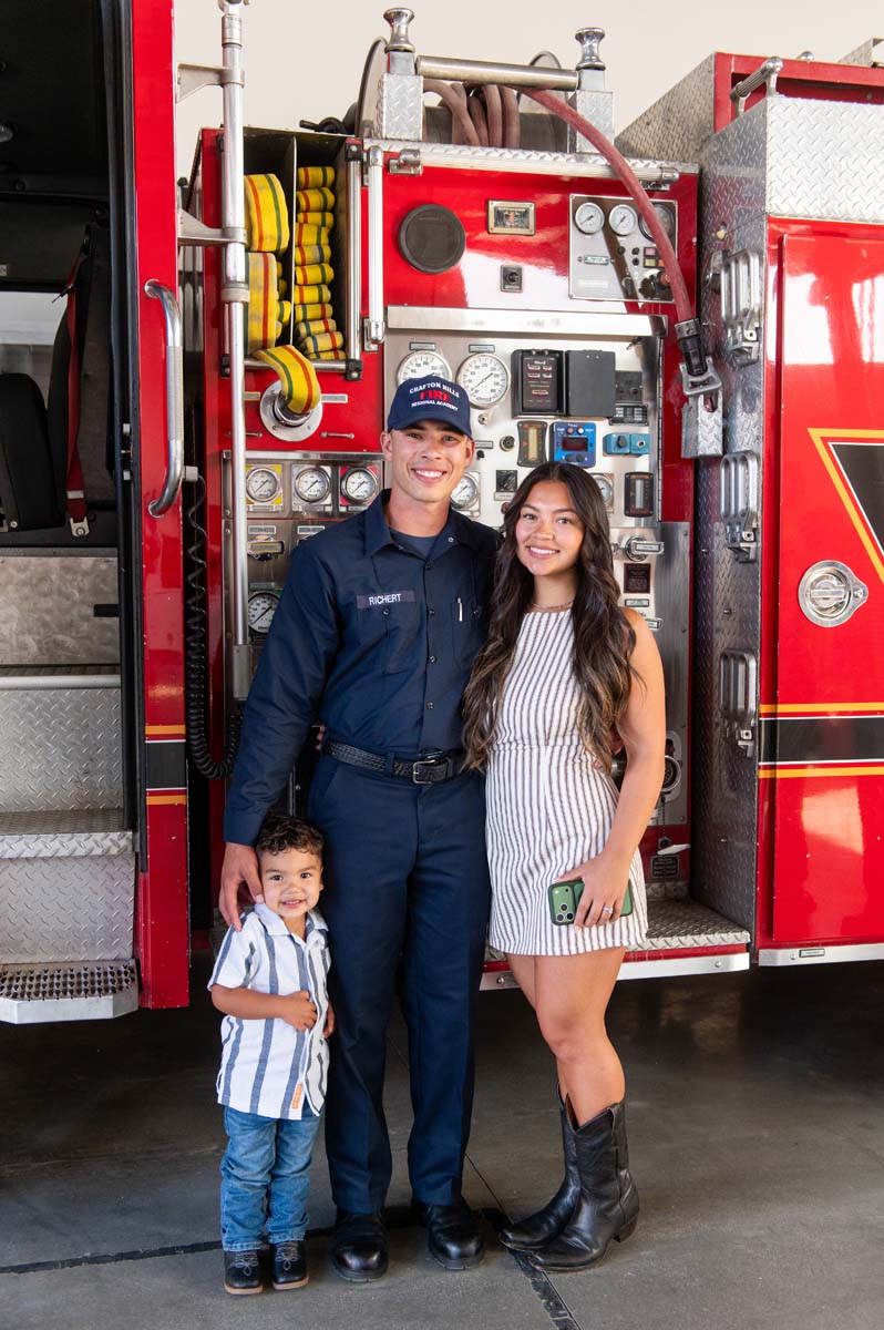 Cadet posing with his family