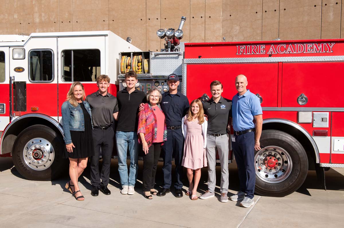 Cadet posing with his family