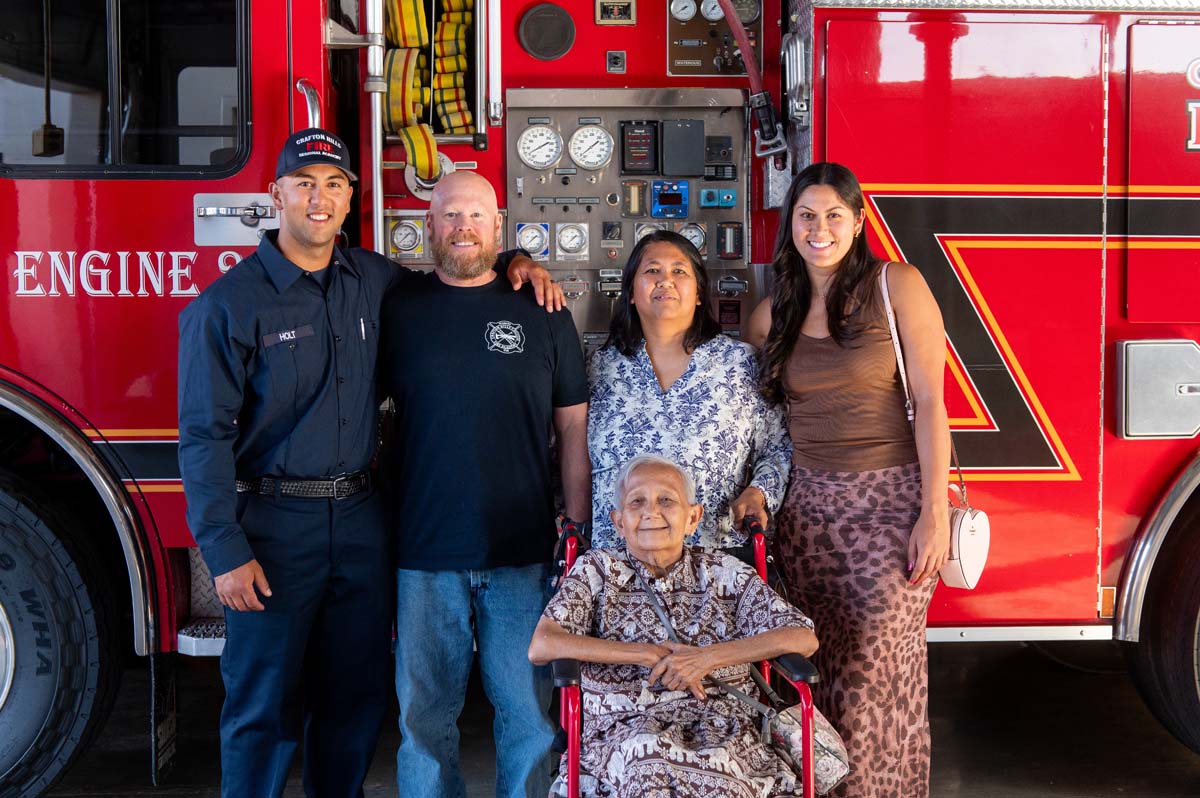 Cadet posing with his family