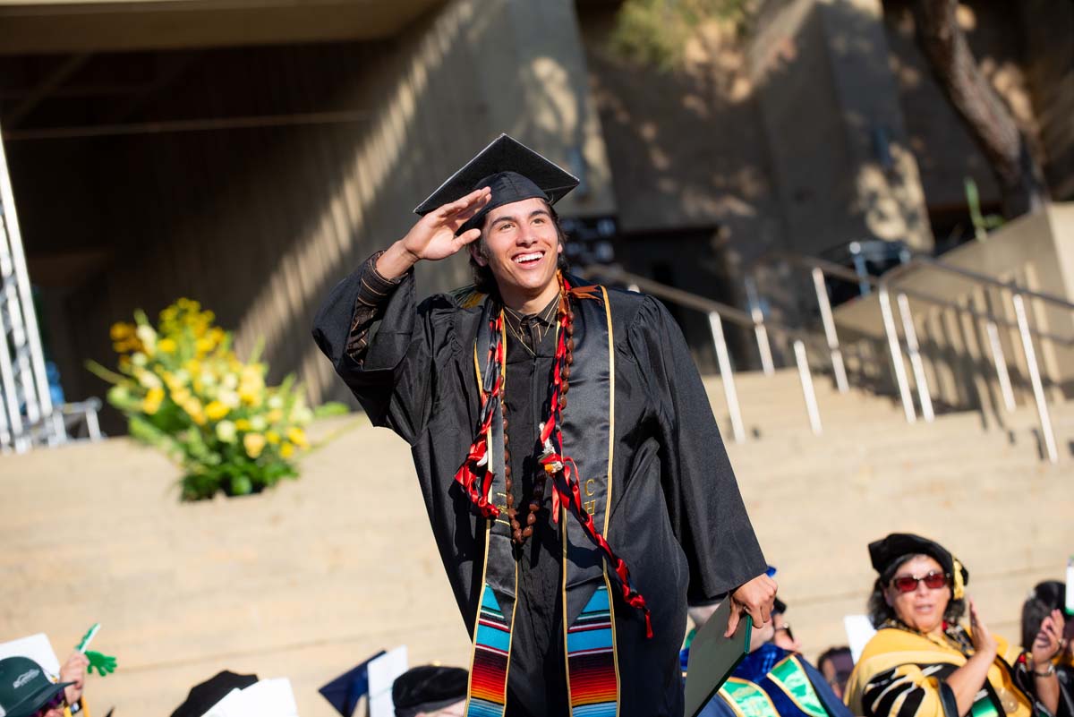 Student saluting