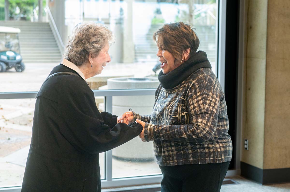 People greeting each other