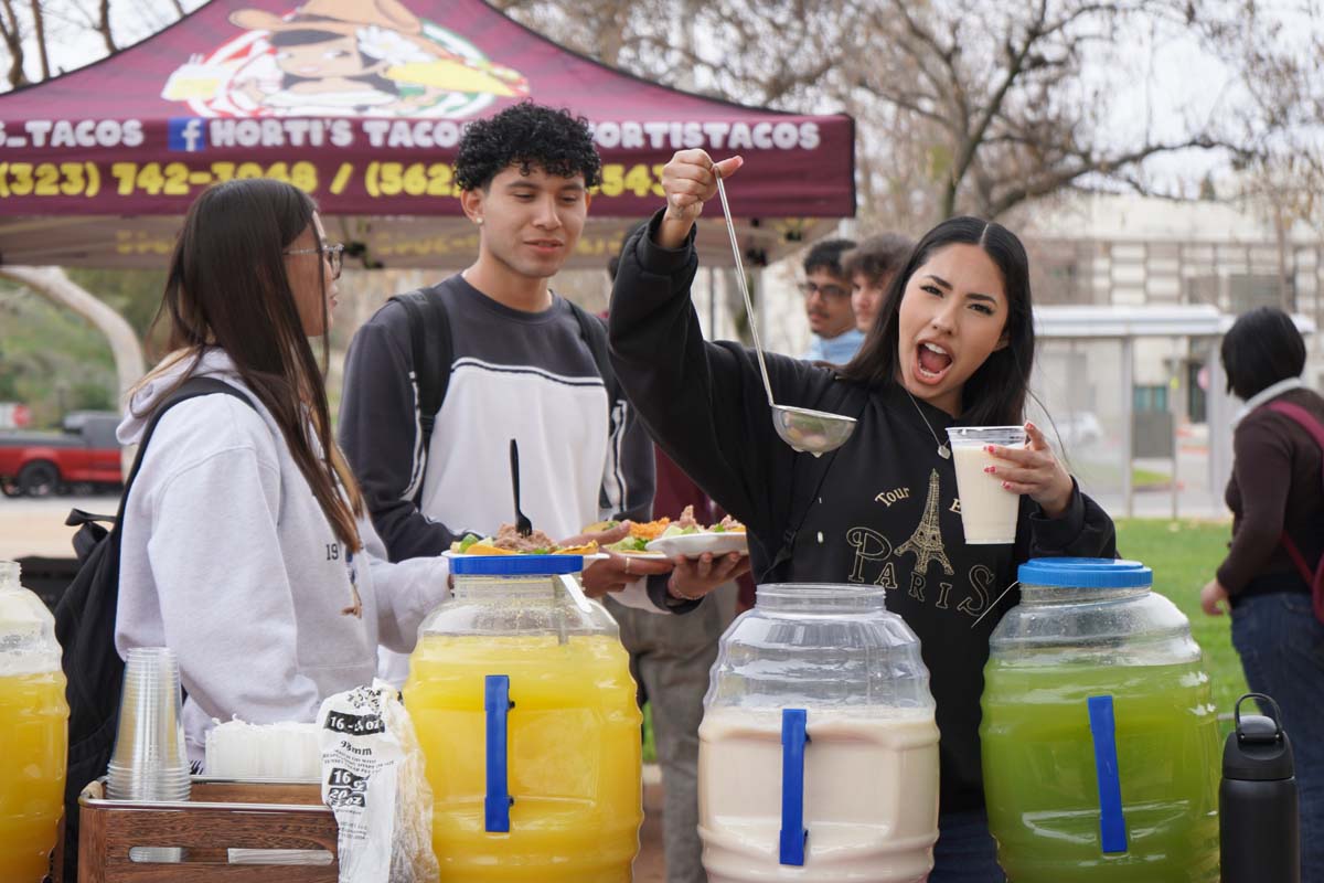 Students geting a drink