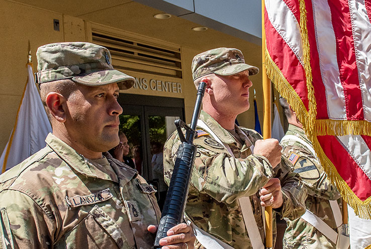 Veterans with flag