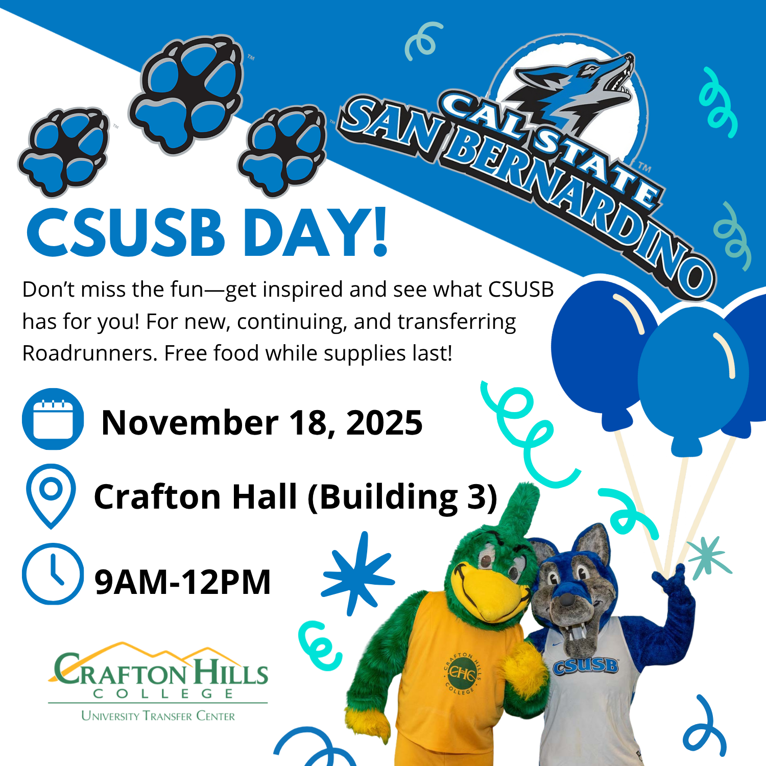 CSUSB Day November 18, 2025 Crafton Hall 9am-12pm