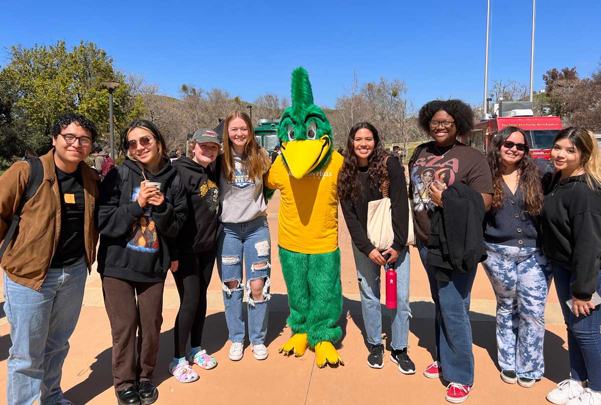 CHC Students At Club Rush with Mascot Ryker