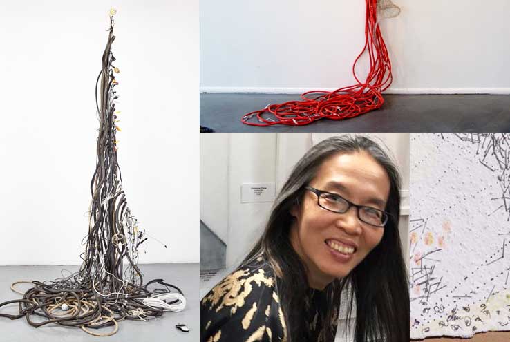 Collage of work by Chenhung Chen and photo of the artist
