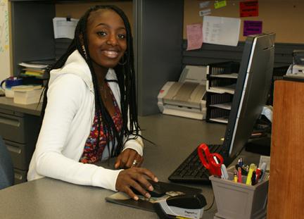 A person on a computer