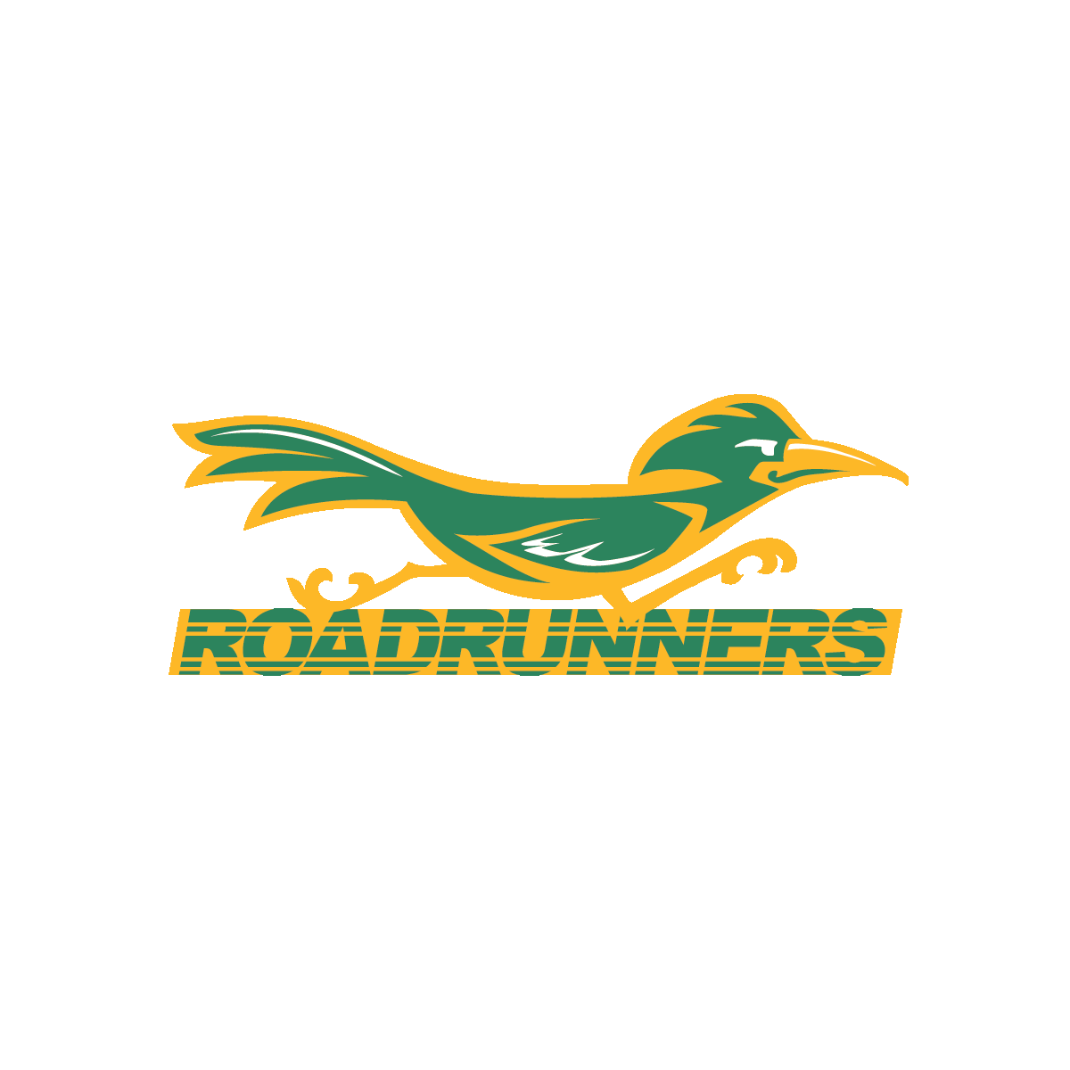 Athletics mascot with the word "Roadrunners" - color