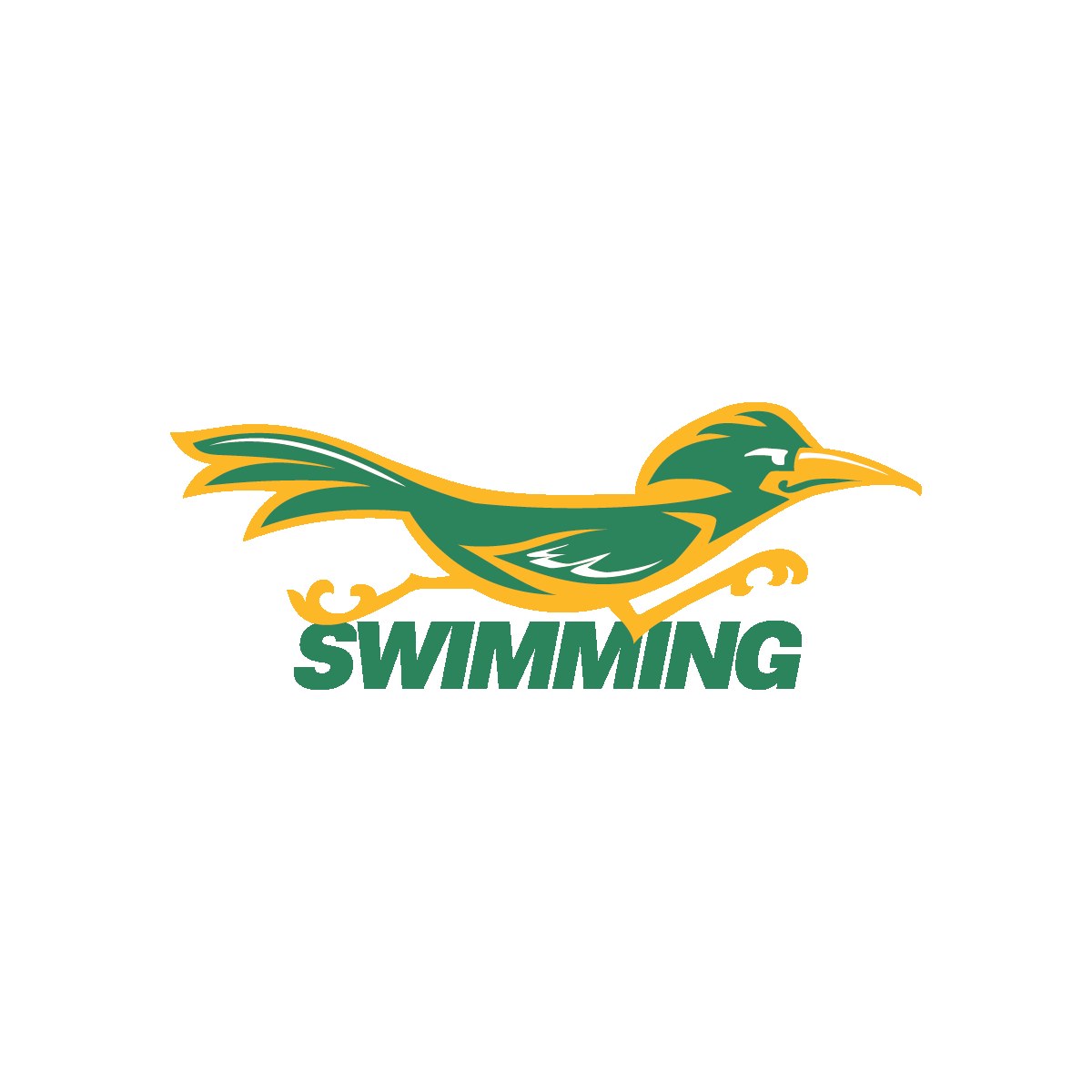 Swimming mascot - green text