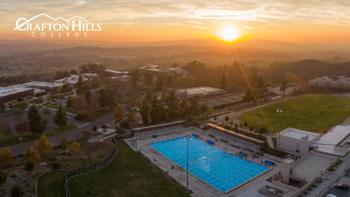 Crafton Hills pool at sunset