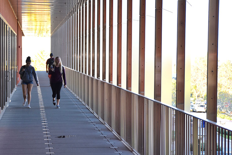 Students walking in hallway